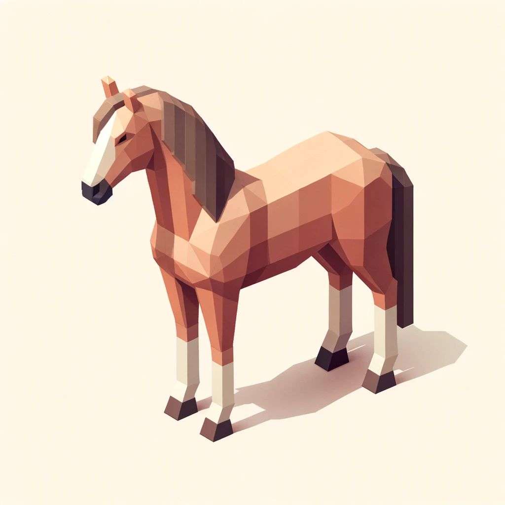 a horse, low polygon isometric render